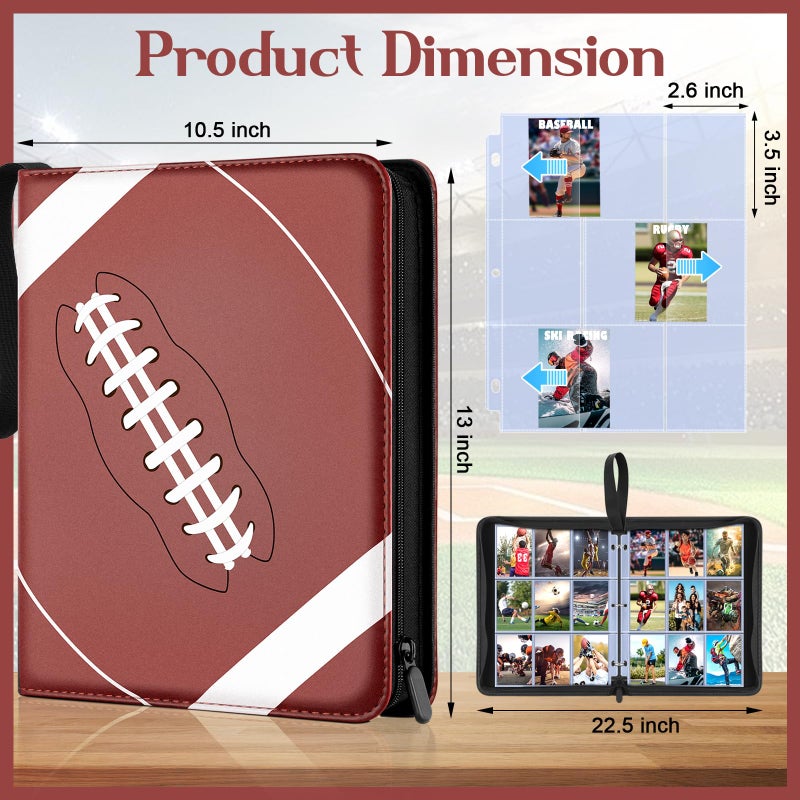 POKONBOY 900 Pockets Football Card Binder Sleeves for Trading Cards, 9-Pocket Football Card Sleeves Album Holder Protectors for Basketball Baseball Sports Cards - Image 2